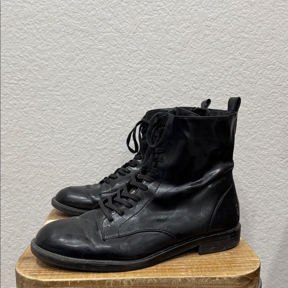 Loft Black Leather Combat Boots Size 10 - Picture 3 of 5